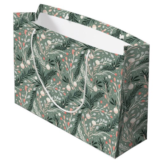 Grand Sac Cadeau Motif de houx de Noël (Dos Angle)