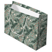 Grand Sac Cadeau Motif de houx de Noël (Devant Angle)