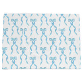 Grand Sac Cadeau Motif de la Bow Bleue Aquarelle (Devant)