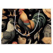 Grand Sac Cadeau Motif de la ferme de poulet Retro (Devant)