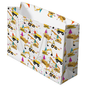 Grand Sac Cadeau Motif de la fête des camions de construction