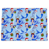 Grand Sac Cadeau Motif de la sirène de Noël (Devant)