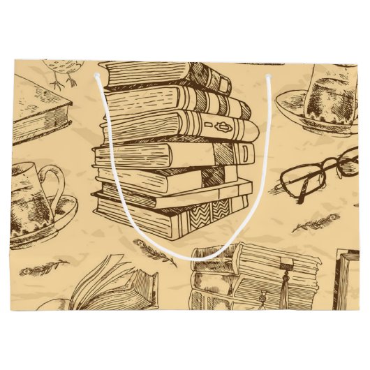 Grand Sac Cadeau Motif de livre (Dos)