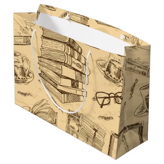 Grand Sac Cadeau Motif de livre (Dos Angle)
