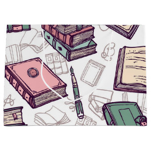 Grand Sac Cadeau Motif de livre