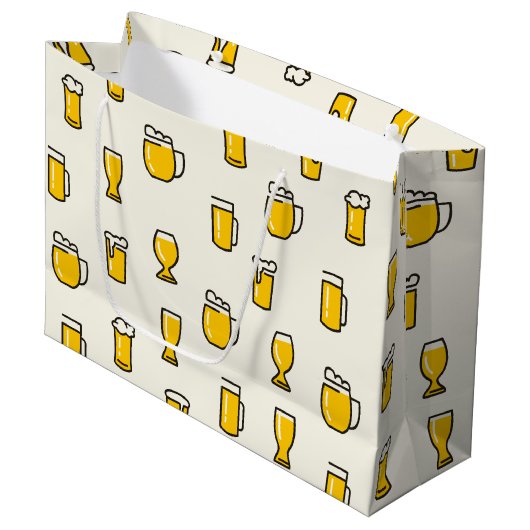 Grand Sac Cadeau Motif de lunettes de bière (Devant Angle)