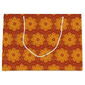 Grand Sac Cadeau Motif de mandala royal jaune et rouge (Devant)
