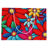 Grand Sac Cadeau Motif de marguerite brodé (Dos)
