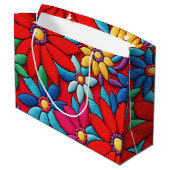 Grand Sac Cadeau Motif de marguerite brodé (Dos Angle)