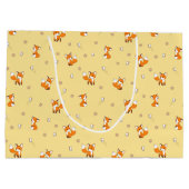 Grand Sac Cadeau Motif de mignons petits renards sur jaune (Dos)