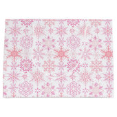 Grand Sac Cadeau Motif de neige rose (Devant)