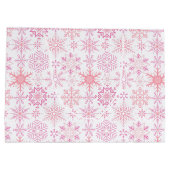 Grand Sac Cadeau Motif de neige rose (Dos)