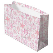 Grand Sac Cadeau Motif de neige rose (Dos Angle)