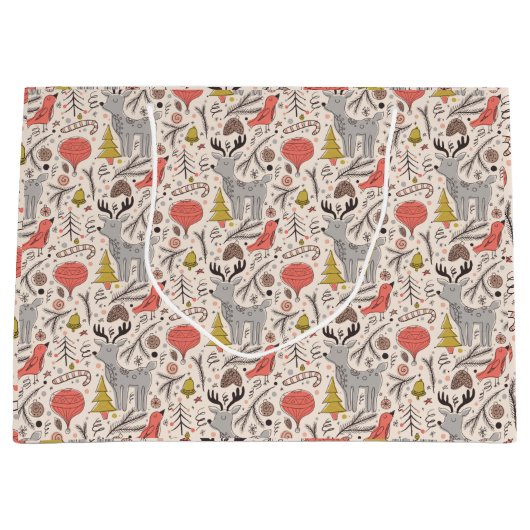 Grand Sac Cadeau Motif de Noël (Devant)