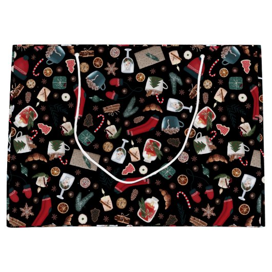 Grand Sac Cadeau Motif de Noël Dark Hygge (Devant)
