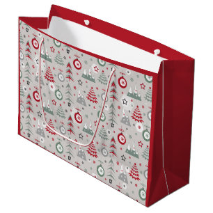 Grand Sac Cadeau Motif de Noël d'hiver.