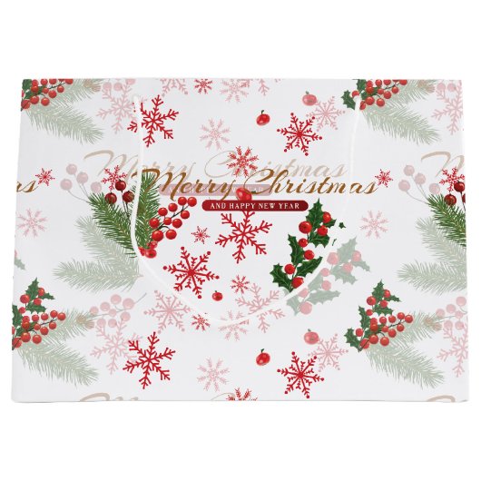 Grand Sac Cadeau Motif de Noël élégant et simple (Devant)