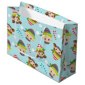 Grand Sac Cadeau motif de Noël férié (Devant Angle)