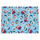 Grand Sac Cadeau Motif de Noël Festive Snowmen (Devant)
