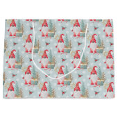 Grand Sac Cadeau Motif de Noël Gnome (Devant)