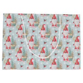 Grand Sac Cadeau Motif de Noël Gnome (Dos)