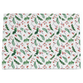 Grand Sac Cadeau Motif de Noël Holly Red Berry (Devant)