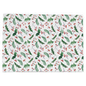 Grand Sac Cadeau Motif de Noël Holly Red Berry (Dos)