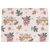 Grand sac cadeau Motif de Noël rétro (Devant)