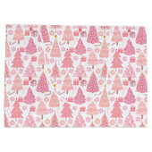 Grand Sac Cadeau Motif de Noël rose (Dos)