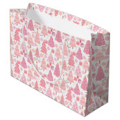 Grand Sac Cadeau Motif de Noël rose (Dos Angle)