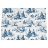 Grand Sac Cadeau Motif de Noël Toile Bleue (Devant)