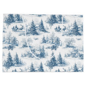 Grand Sac Cadeau Motif de Noël Toile Bleue (Dos)