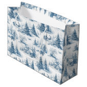 Grand Sac Cadeau Motif de Noël Toile Bleue (Devant Angle)