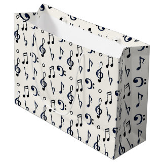 Grand Sac Cadeau Motif de notes musicales mignonnes