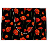 Grand Sac Cadeau motif de pavot noir (Dos)
