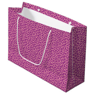 Grand Sac Cadeau motif de peau de léopard rose