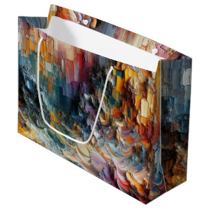 Grand Sac Cadeau Motif de peinture texturé épais