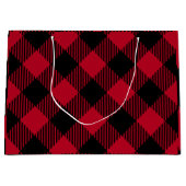 Grand Sac Cadeau Motif de plaid de Buffalo de contrôle de rouge et (Devant)