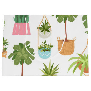 Grand Sac Cadeau Motif de plante