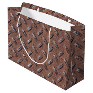 Grand Sac Cadeau Motif de plaque diamant rouillé