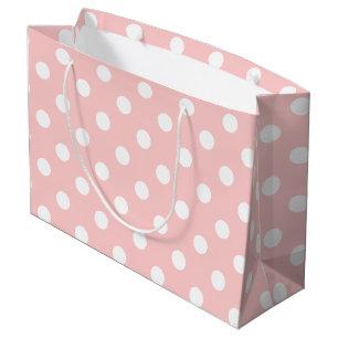 Grand Sac Cadeau Motif de point rose et blanc de polka
