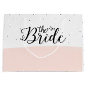 Grand Sac Cadeau Motif de points noirs bande rose (Devant)