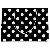Grand Sac Cadeau Motif de pois noir et blanc (Devant)