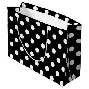 Grand Sac Cadeau Motif de pois noir et blanc