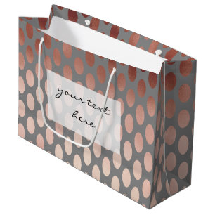 Grand Sac Cadeau motif de pois rose élégant élégant de feuille 