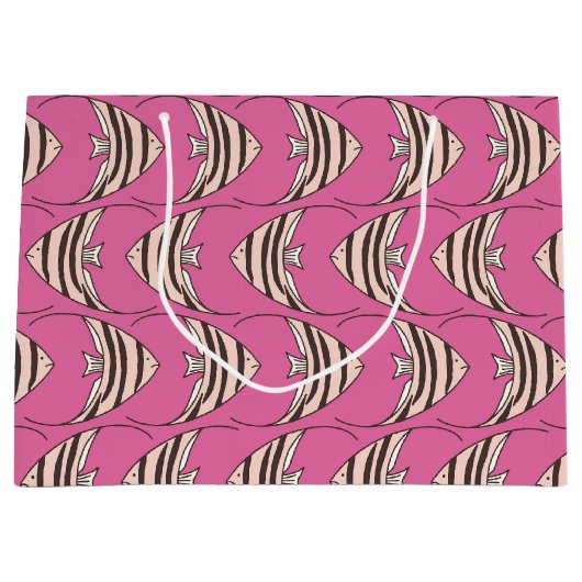Grand Sac Cadeau Motif de poisson rose mignon (Devant)