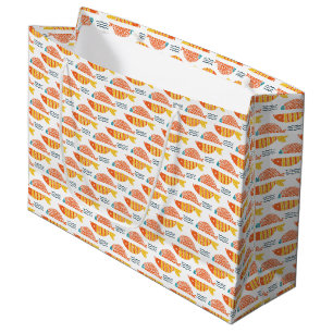 Grand Sac Cadeau Motif de poissons de natation d'art populaire