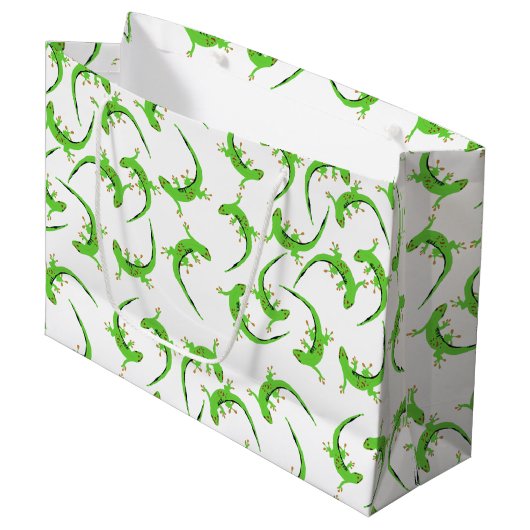 Grand Sac Cadeau Motif de reptile Gecko Lizard (Devant Angle)