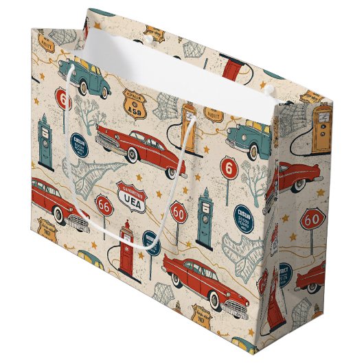 Grand Sac Cadeau Motif de road trip vintage (2) (Devant Angle)