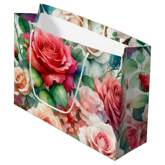 Grand Sac Cadeau Motif de Rose lunatique (Devant Angle)